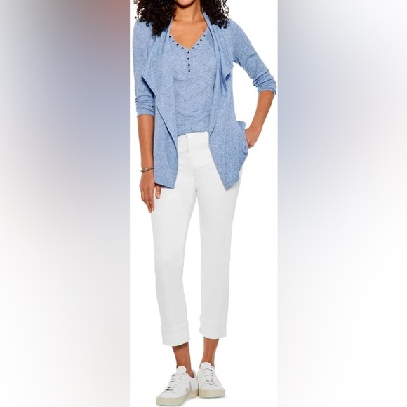 NIC+ZOE Speckled Knit Drape Cardigan Blue Mix - Picture 5 of 14